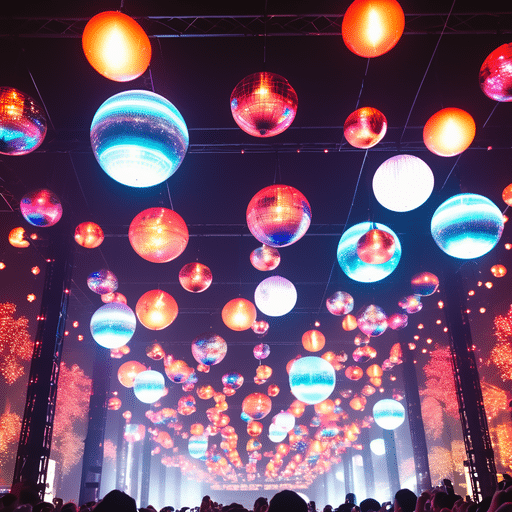 led glowing balls at a concert